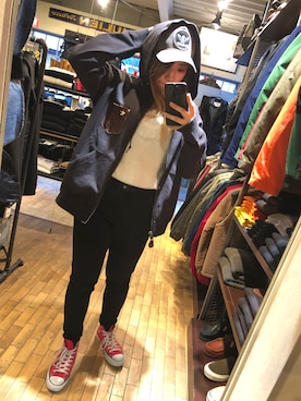 「schott（ショット）のアイテム（キャップ）」を使った、Natsuki.Cさん（レディース・165cm）の冬コーディネート