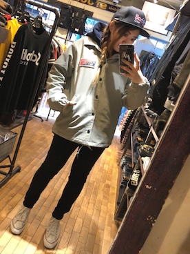 「schott（ショット）のアイテム（ナイロンジャケット）」を使った、Natsuki.Cさん（レディース・165cm）の冬コーディネート