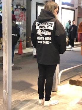 「schott（ショット）のアイテム（ナイロンジャケット）」を使った、Natsuki.Cさん（レディース・165cm）の冬コーディネート