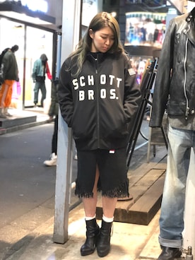 「Schott(ショット)のアイテム(ブルゾン)」を使った、Natsuki.Cさん(レディース・165cm)の冬コーディネート