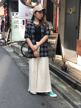 「BELIEVEINMIRACLE（ビリーブインミラクル）のアイテム」を使った、Natsuki.Cさん（レディース・165cm）の夏コーディネート