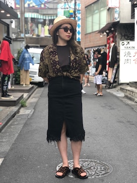 「schott（ショット）のアイテム（帽子）」を使った、Natsuki.Cさん（レディース・165cm）の夏コーディネート