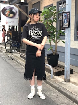 「schott（ショット）のアイテム（キャップ）」を使った、Natsuki.Cさん（レディース・165cm）の夏コーディネート