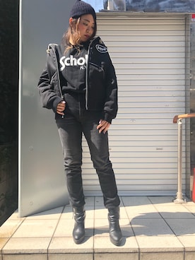 「schott（ショット）のアイテム（ブルゾン）」を使った、Natsuki.Cさん（レディース・165cm）の秋コーディネート