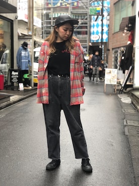 「schott（ショット）のアイテム（キャップ）」を使った、Natsuki.Cさん（レディース・165cm）の秋コーディネート