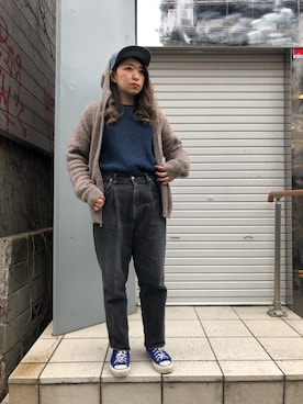 「schott(ショット)のアイテム(キャップ)」を使った、Natsuki.Cさん(レディース・165cm)の冬コーディネート