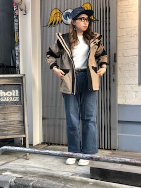 「schott（ショット）のアイテム（帽子）」を使った、Natsuki.Cさん（レディース・165cm）の冬コーディネート