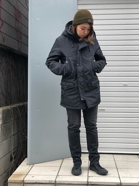 「Schott(ショット)のアイテム(帽子)」を使った、Natsuki.Cさん(レディース・165cm)の冬コーディネート