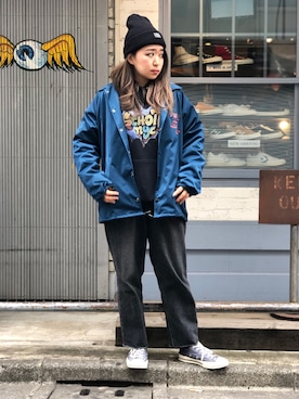 「Schott（ショット）のアイテム（ブルゾン）」を使った、Natsuki.Cさん（レディース・165cm）の冬コーディネート