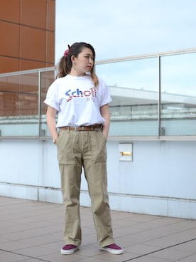 「Schott（ショット）のアイテム（カーゴパンツ）」を使った、Natsuki.Cさん（レディース・165cm）の春コーディネート