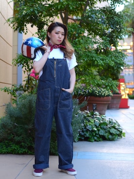 「SCHOTT」｜「アイテム（オールインワン・サロペット）」を使った、Natsuki.Cさん（レディース・165cm）の春コーディネート