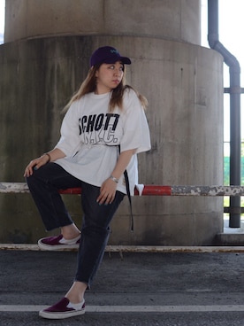 「schott（ショット）のアイテム（帽子）」を使った、Natsuki.Cさん（レディース・165cm）の夏コーディネート