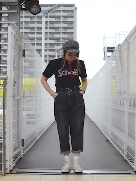 「schott(ショット)のアイテム(キャップ)」を使った、Natsuki.Cさん(レディース・165cm)の夏コーディネート