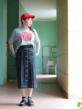 「Schott(ショット)のアイテム(キャップ)」を使った、Natsuki.Cさん(レディース・165cm)の夏コーディネート
