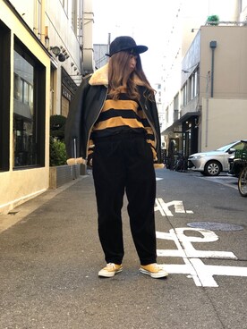 「schott（ショット）のアイテム（キャップ）」を使った、Natsuki.Cさん（レディース・165cm）の秋コーディネート