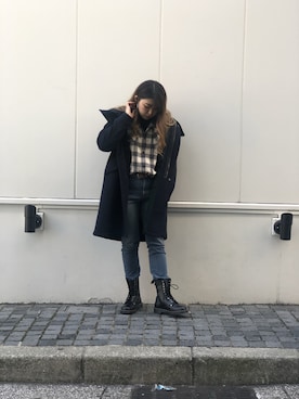 「schott（ショット）のアイテム（モッズコート）」を使った、Natsuki.Cさん（レディース・165cm）の冬コーディネート