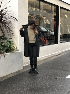 「schott（ショット）のアイテム（モッズコート）」を使った、Natsuki.Cさん（レディース・165cm）の冬コーディネート