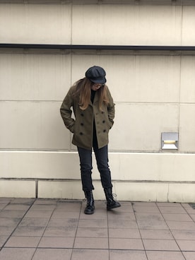 「アイテム（ピーコート、グリーン系）」を使った、Natsuki.Cさん（レディース・165cm）の冬コーディネート