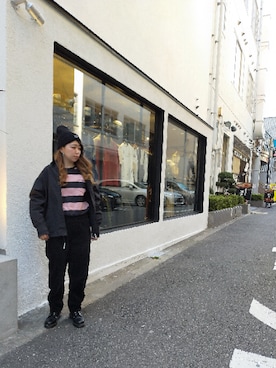 「schott（ショット）のアイテム（帽子）」を使った、Natsuki.Cさん（レディース・165cm）の冬コーディネート