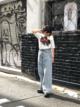 「schott（ショット）のSchott/ショット/SCRIBBLE T-SHIRT（Tシャツ/カットソー）」を使った、Natsuki.Cさん（レディース・165cm）の夏コーディネート