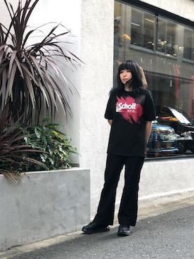 「schott（ショット）のSchott/ショット/SCRIBBLE T-SHIRT（Tシャツ/カットソー）」を使った、Natsuki.Cさん（レディース・165cm）の夏コーディネート