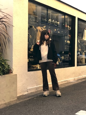 「ノーカラージャケット」｜Natsuki.Cさん（レディース・165cm）の冬コーディネート