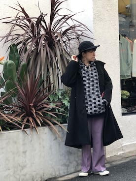 「schott（ショット）のアイテム（ステンカラーコート）」を使った、Natsuki.Cさん（レディース・165cm）の冬コーディネート