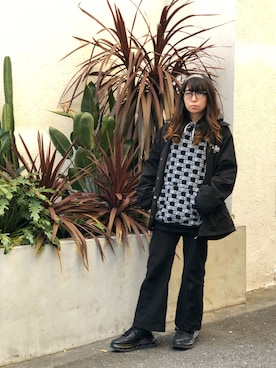 「schott（ショット）のアイテム（ナイロンジャケット）」を使った、Natsuki.Cさん（レディース・165cm）の冬コーディネート