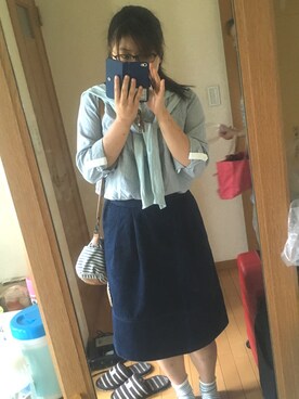 「無印良品（ムジルシリョウヒン）のアイテム（その他アウター）」を使った、野川来果さん（レディース・165cm）の春コーディネート
