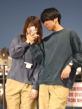 「シミラールック、カップル」｜「アイテム（スウェット）」を使った、kosukeさん（メンズ・172cm）の春コーディネート