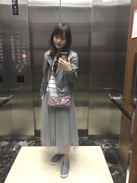 「salad（サラダ）のアイテム（ジャケット/アウター）」を使った、Shan さん（レディース・157cm）の春コーディネート