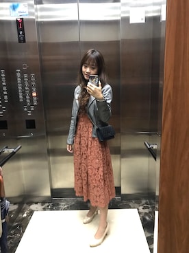 「アイテム（ドレス、ピンク系）」を使った、Shan さん（レディース・157cm）の春コーディネート