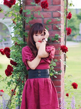 「薔薇」｜「アイテム（ワンピース/ドレス）」を使った、honokaさん（レディース・155cm）の春コーディネート