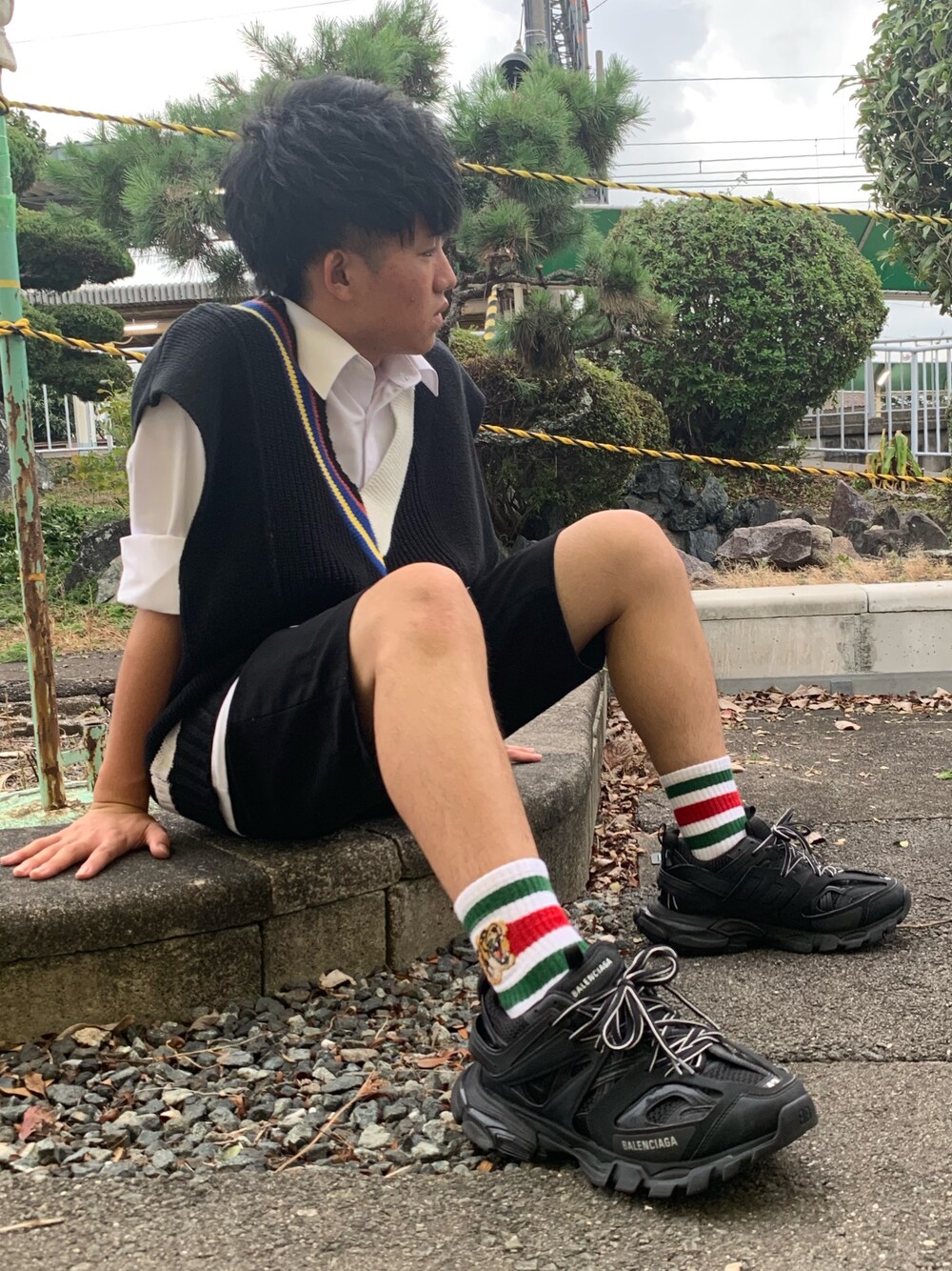 「GUCCIのGucci - タイガーモチーフ 靴下 - men - コットン/ポリアミド/スパンデックス - M（ソックス/靴下、ホワイト系）」を使った、koyoさん（メンズ・162cm）の秋コーディネートの1枚目の写真