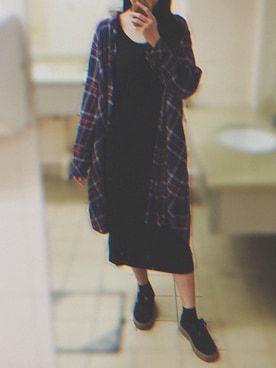 「MONKI（モンキ）のアイテム（シャツワンピース）」を使った、K.Lさん（レディース・162cm）の秋コーディネート