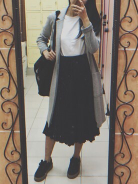 「stradivarius（ストラディバリウス）のアイテム（ピーコート）」を使った、K.Lさん（レディース・162cm）の秋コーディネート