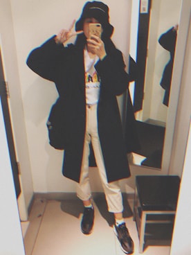 「雨の日コーデ」｜「アイテム（ピーコート）」を使った、K.Lさん（レディース・162cm）の秋コーディネート