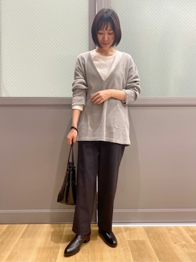 「human woman（ヒューマンウーマン）の◆オリジナルショートブーツ（ブーツ）」を使った、ayanaさん（レディース・155cm）の秋コーディネート