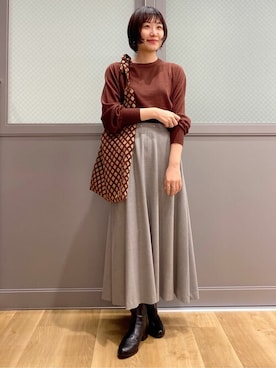 「human woman（ヒューマンウーマン）の◆オリジナルショートブーツ（ブーツ）」を使った、ayanaさん（レディース・155cm）の秋コーディネート