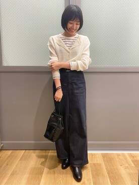 「human woman（ヒューマンウーマン）の◆オリジナルショートブーツ（ブーツ）」を使った、ayanaさん（レディース・155cm）の秋コーディネート