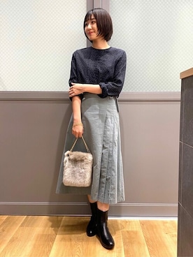 「human woman（ヒューマンウーマン）の◆オリジナルショートブーツ（ブーツ）」を使った、ayanaさん（レディース・155cm）の秋コーディネート