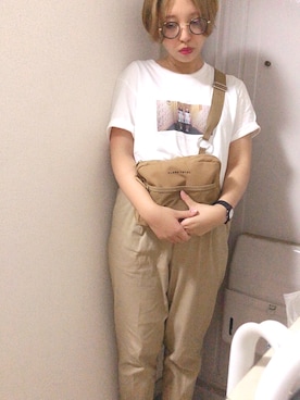 「CLANE（クラネ）のアイテム（ボディバッグ/ウエストポーチ）」を使った、すたふぃーさん（レディース・155cm）の夏コーディネート
