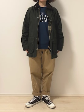 「コンバース ハイカット」｜「アイテム（ブルゾン）」を使った、𝕞𝕚𝕕𝕦𝕜𝕚さん（レディース・153cm）の冬コーディネート