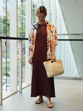 H＞COTTON RIB LONG DRESS/ワンピースを使った人気ファッション