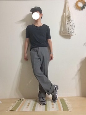 「no brand（ノーブランド）のアイテム（キャップ、ブラック系）」を使った、ejさん（メンズ・166cm）の夏コーディネート