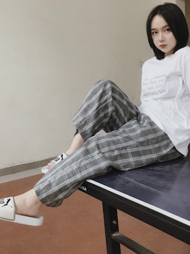 「PUMA（プーマ）のアイテム（ビーチサンダル）」を使った、萝白儿さん（レディース・153cm）の夏コーディネート