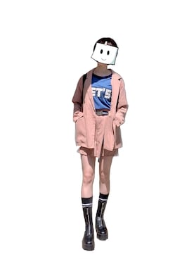 「くすみピンク」｜「アイテム（セットアップ）」を使った、からあげさん（レディース・155cm）の春コーディネート
