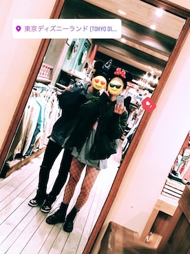 「網タイツ」｜「アイテム（ミリタリージャケット）」を使った、ゆいかさん（レディース・161cm）の冬コーディネート