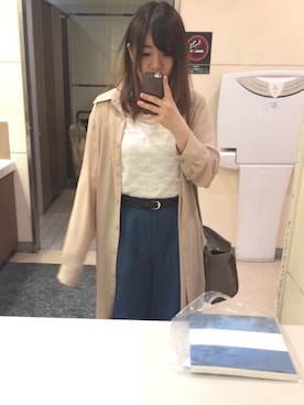 「PUNYUS（プニュズ）のアイテム（シャツワンピース）」を使った、白野さん（レディース・154cm）の春コーディネート