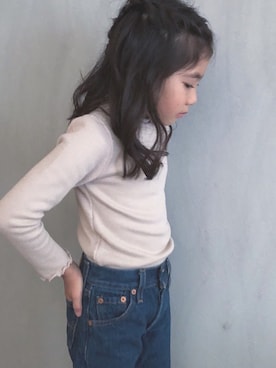 「フリルネック」｜「アイテム（その他）」を使った、yuuunaさん（キッズ・120cm）の冬コーディネート